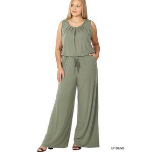 Plus Size Sleeveless Loose Fit Wide Leg Jumpsuit Playsuit